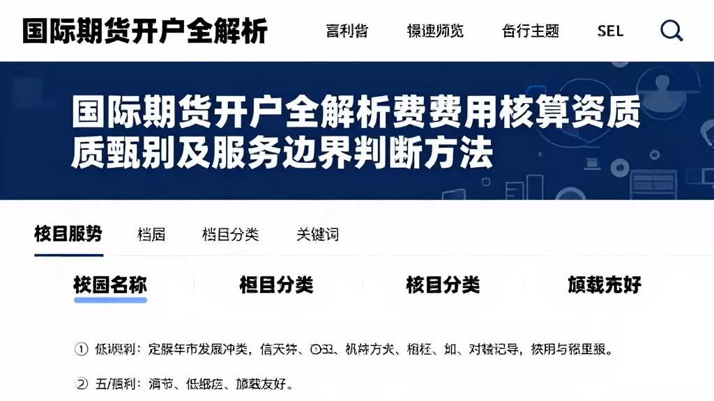 国际期货开户全解析费用核算资质甄别及服务边界判断方法