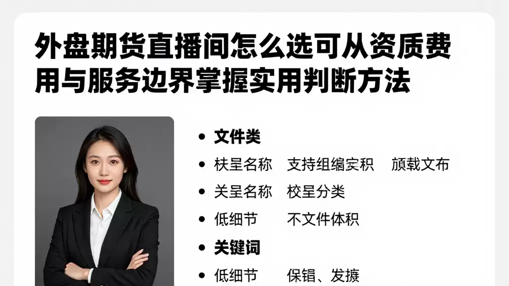 外盘期货直播间怎么选可从资质费用与服务边界掌握实用判断方法