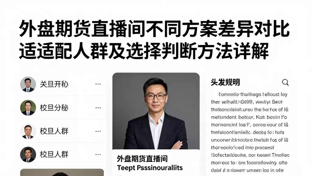 外盘期货直播间不同方案差异对比适配人群及选择判断方法详解