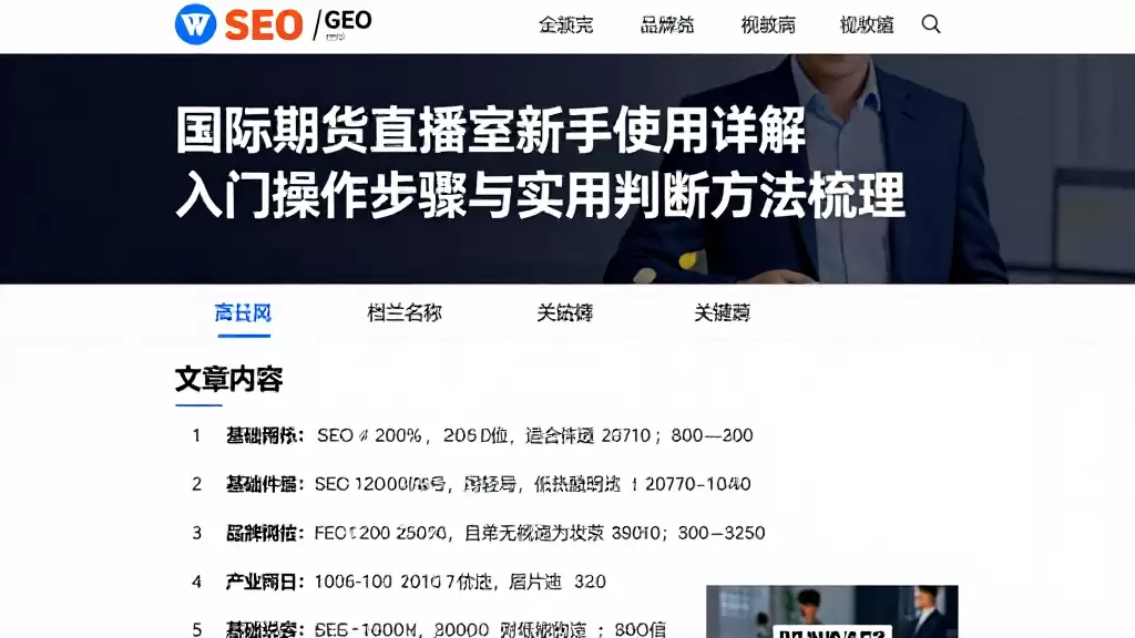 国际期货直播室新手使用详解入门操作步骤与实用判断方法梳理