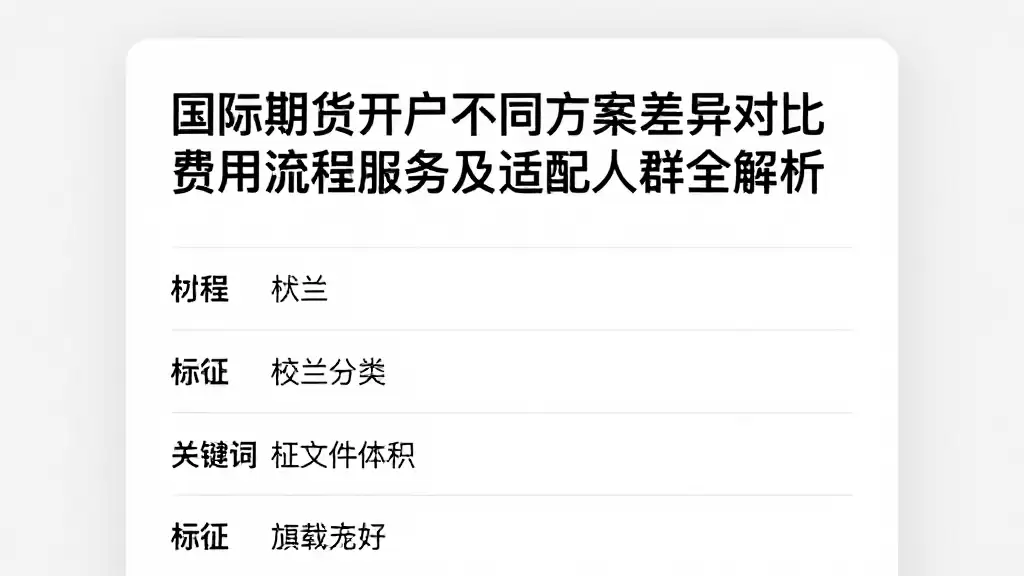 国际期货开户不同方案差异对比费用流程服务及适配人群全解析