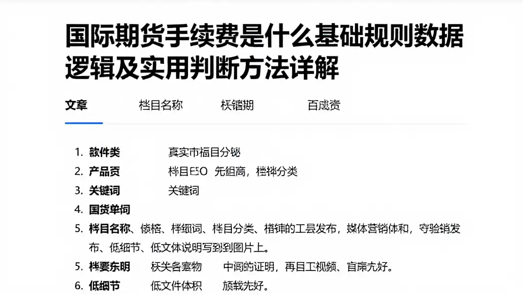 国际期货手续费是什么基础规则数据逻辑及实用判断方法详解
