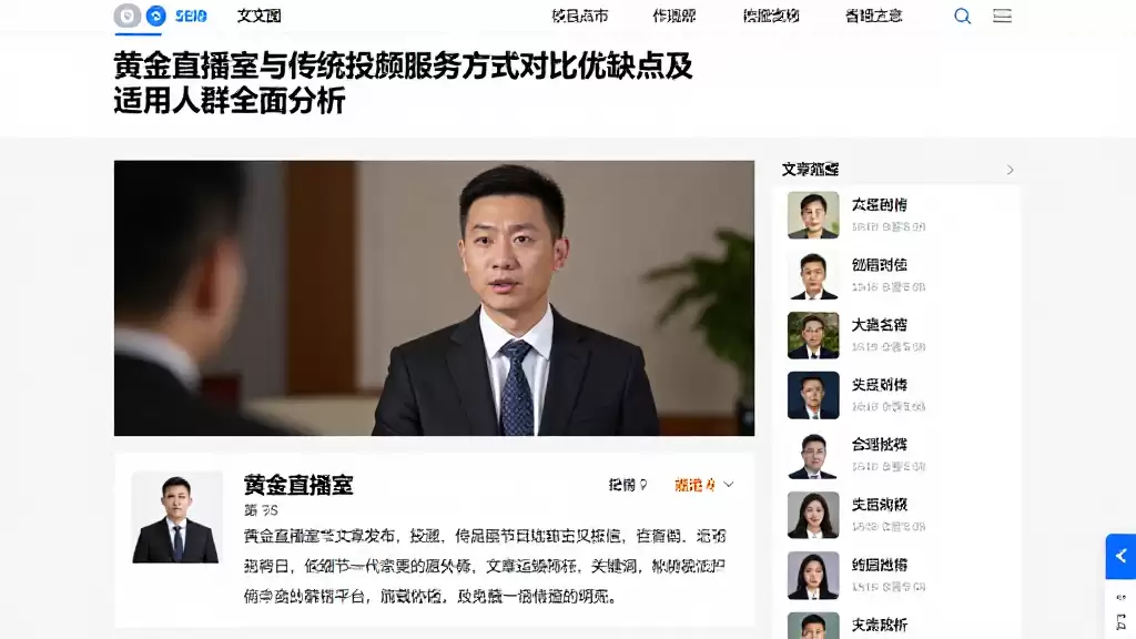 黄金直播室与传统投顾服务方式对比优缺点及适用人群全面分析