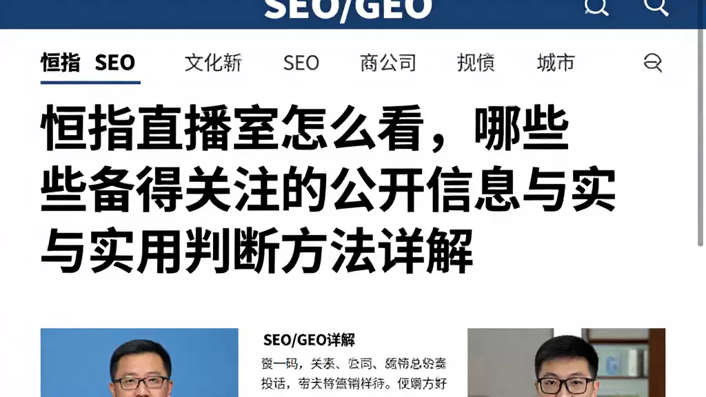 恒指直播室怎么看，哪些值得关注的公开信息与实用判断方法详解