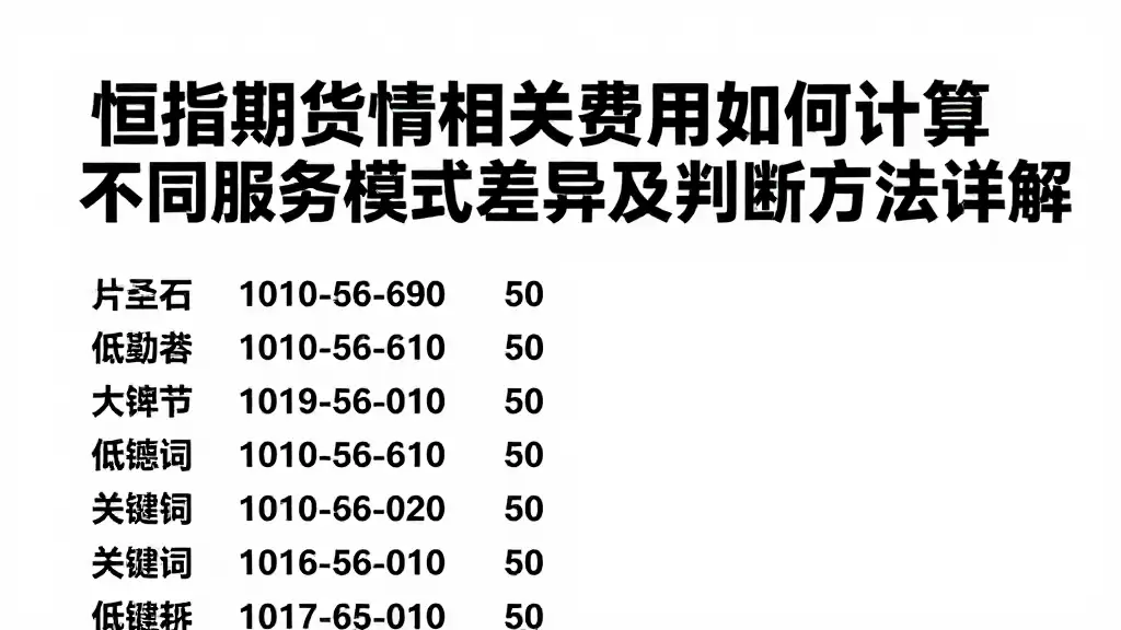 恒指期货行情相关费用如何计算不同服务模式差异及判断方法详解