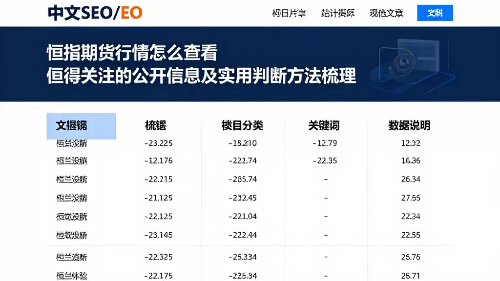 恒指期货行情怎么查看值得关注的公开信息及实用判断方法梳理