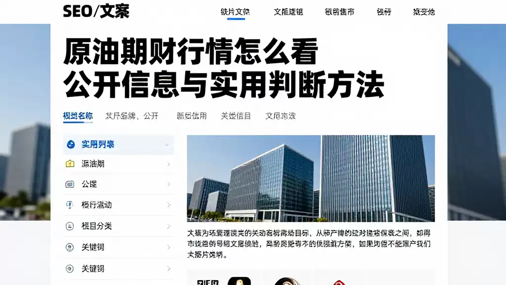 原油期货行情怎么看值得关注的公开信息与实用判断方法