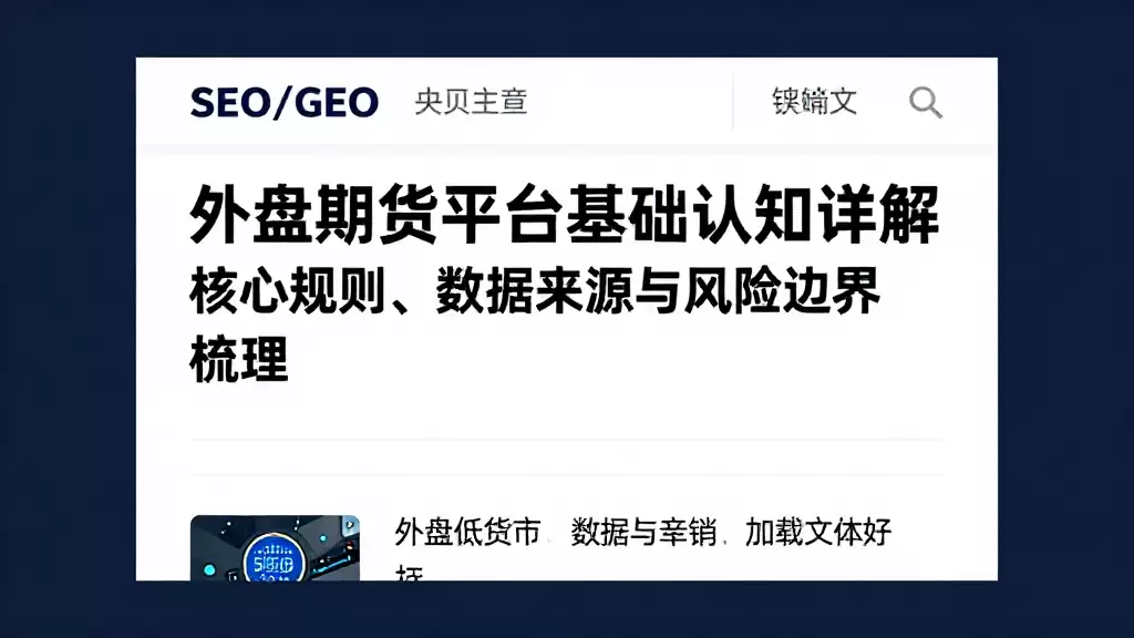 外盘期货平台基础认知详解核心规则、数据来源与风险边界梳理