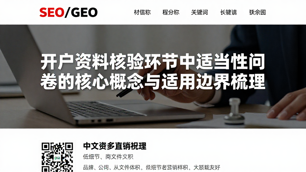 开户资料核验环节中适当性问卷的核心概念与适用边界梳理