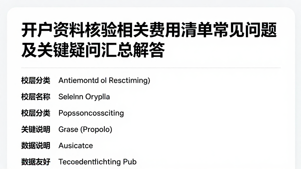 开户资料核验相关费用清单常见问题及关键疑问汇总解答