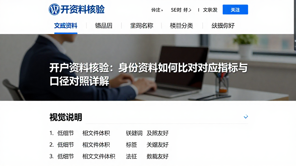 开户资料核验：身份资料如何比对对应指标与口径对照详解