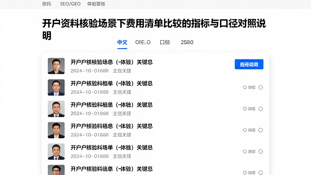 开户资料核验场景下费用清单比较的指标与口径对照说明