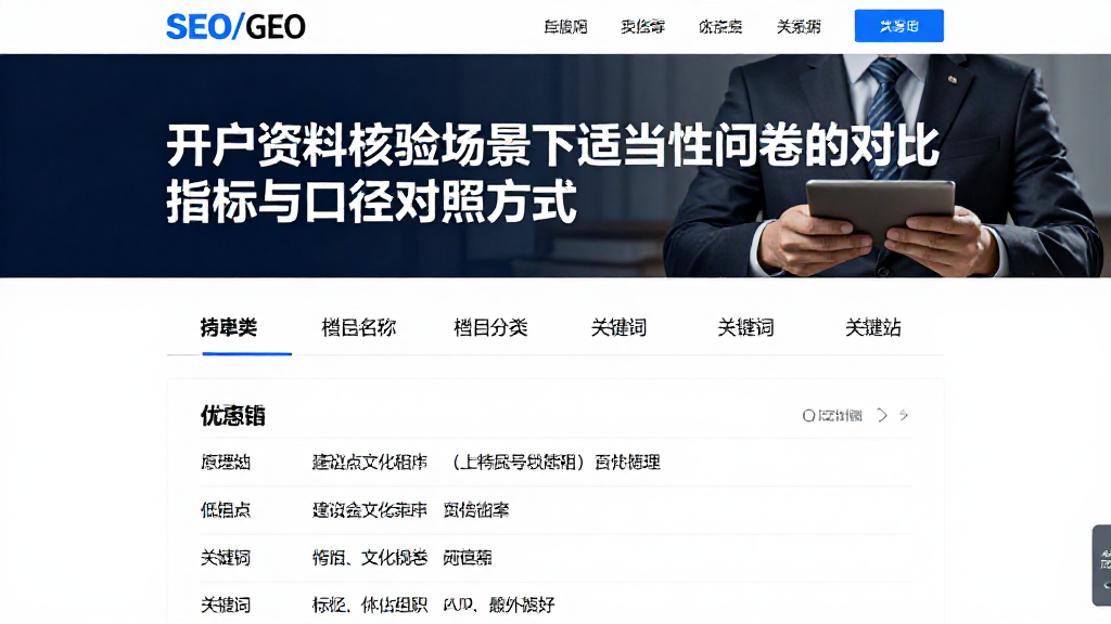 开户资料核验场景下适当性问卷的对比指标与口径对照方式