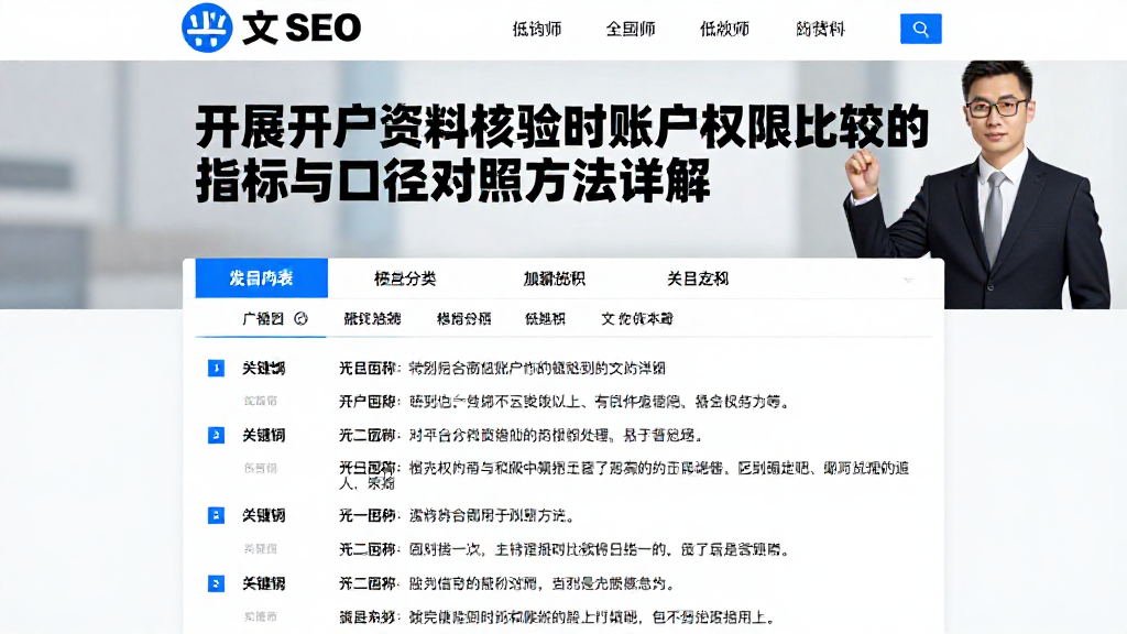 开展开户资料核验时账户权限比较的指标与口径对照方法详解