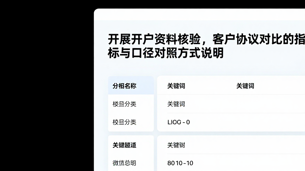开展开户资料核验，客户协议对比的指标与口径对照方式说明
