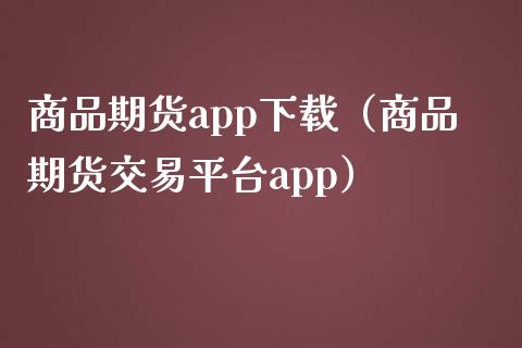 商品期货app下载（商品期货交易平台app）