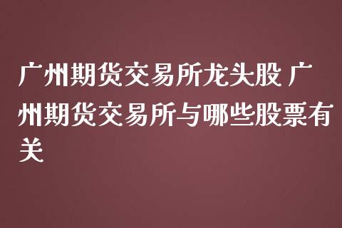 广州期货交易所龙头股 广州期货交易所与哪些股票有关