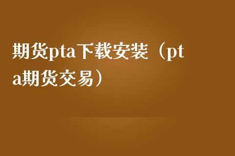 期货pta下载安装（pta期货交易）