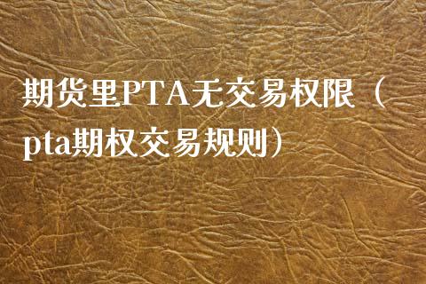 期货里PTA无交易权限（pta期权交易规则）