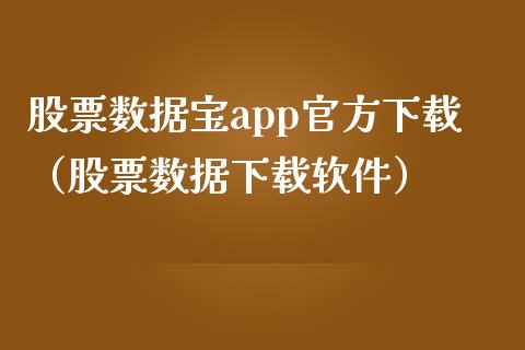 股票数据宝app官方下载（股票数据下载软件）