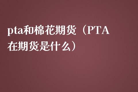 pta和棉花期货（PTA在期货是什么）