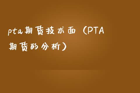 pta期货技术面（PTA期货的分析）