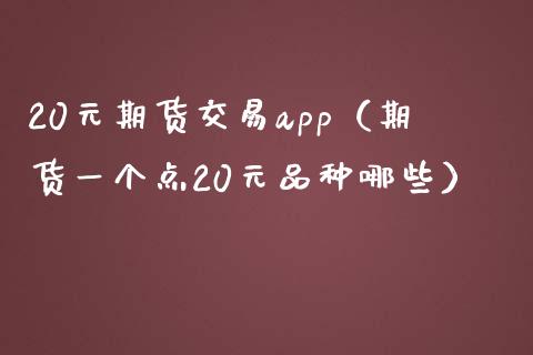 20元期货交易app（期货一个点20元品种哪些）