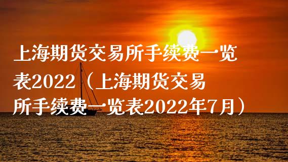 上海期货交易所手续费一览表2022（上海期货交易所手续费一览表2022年7月）