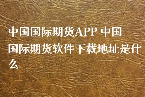 中国国际期货APP 中国国际期货软件下载地址是什么