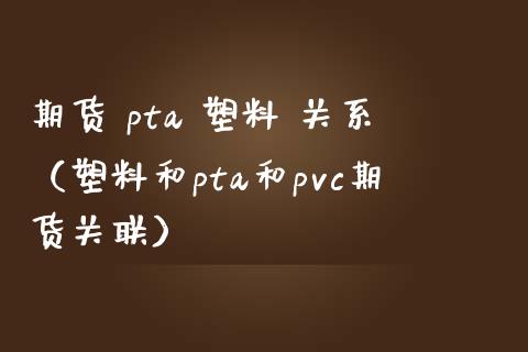 期货 pta 塑料 关系（塑料和pta和pvc期货关联）